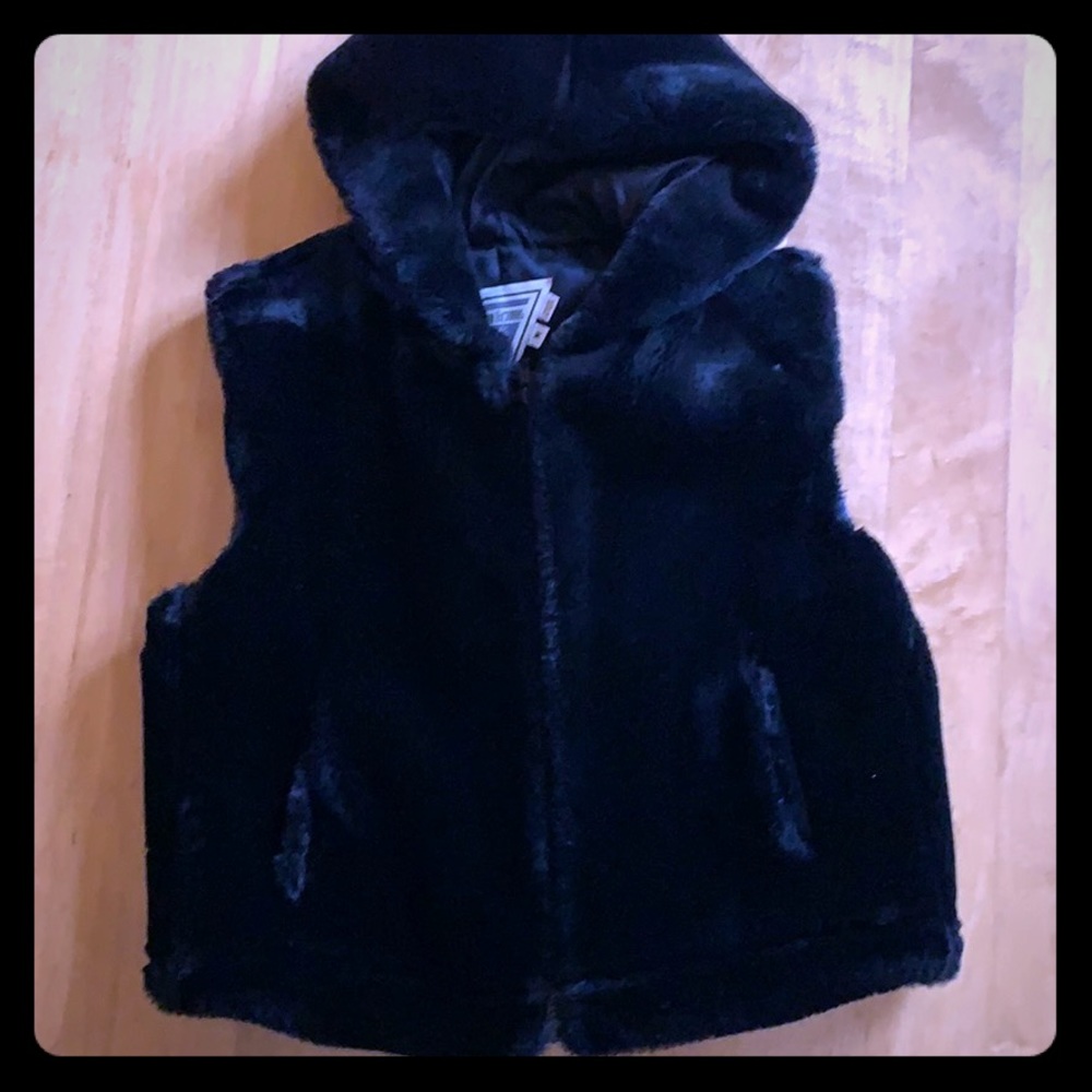 Faux fur hooded vest
